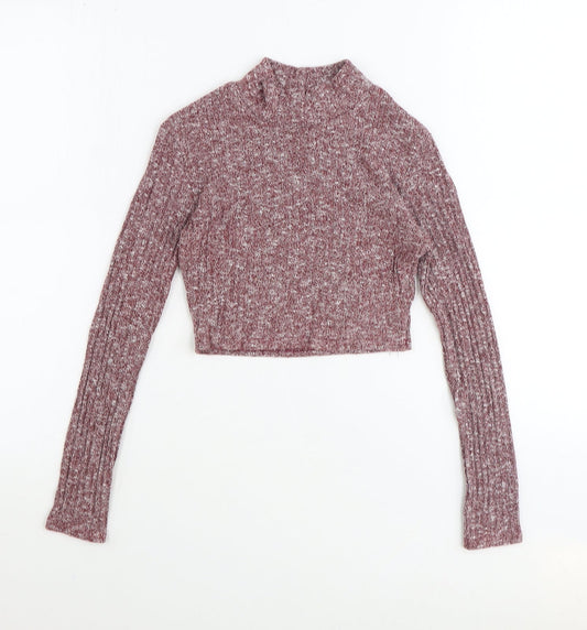 Boohoo Womens Purple Round Neck Polyester Pullover Jumper Size 6 Pullover