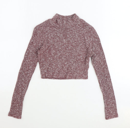 Boohoo Womens Purple Round Neck Polyester Pullover Jumper Size 6 Pullover