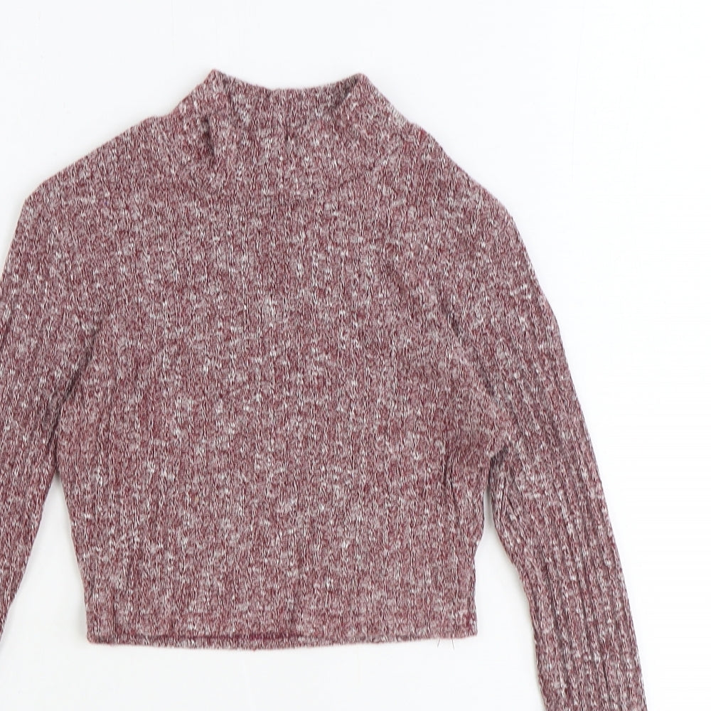 Boohoo Womens Purple Round Neck Polyester Pullover Jumper Size 6 Pullover