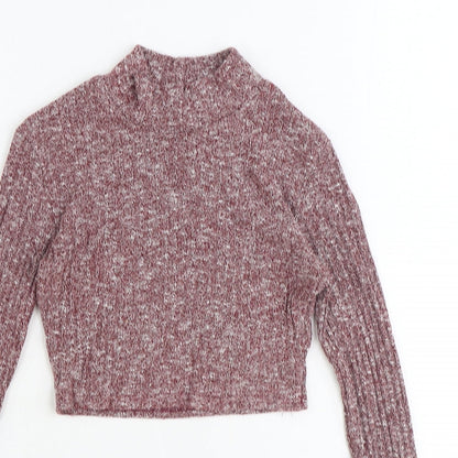 Boohoo Womens Purple Round Neck Polyester Pullover Jumper Size 6 Pullover