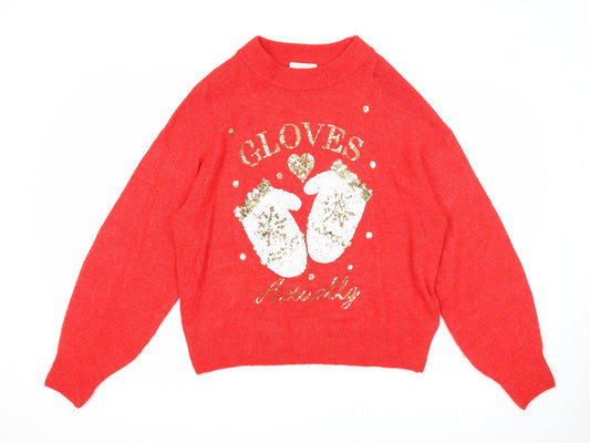 Womens UK Size S H&M Red Pullover Jumper