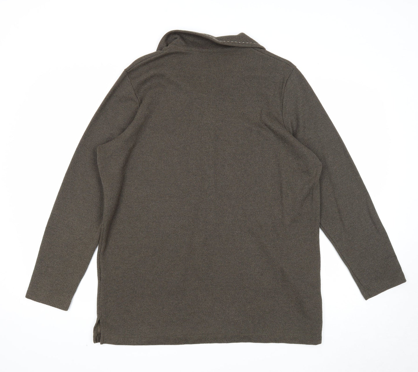 BHS Womens Green Collared Cotton Pullover Jumper Size 16