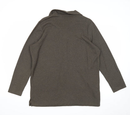 BHS Womens Green Collared Cotton Pullover Jumper Size 16