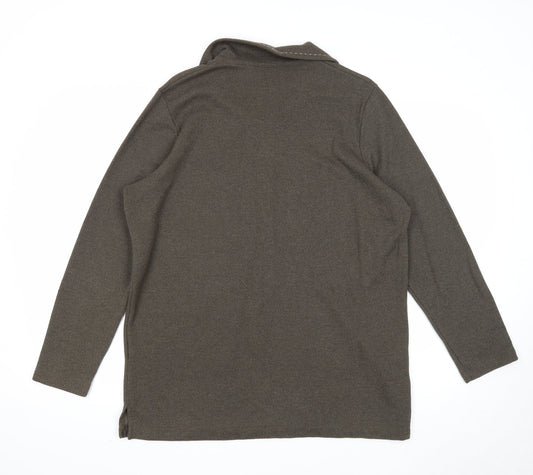 BHS Womens Green Collared Cotton Pullover Jumper Size 16