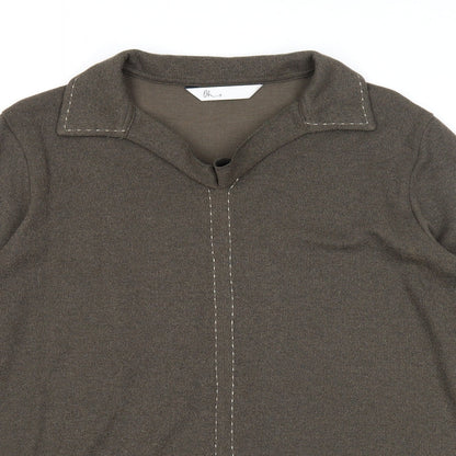 BHS Womens Green Collared Cotton Pullover Jumper Size 16