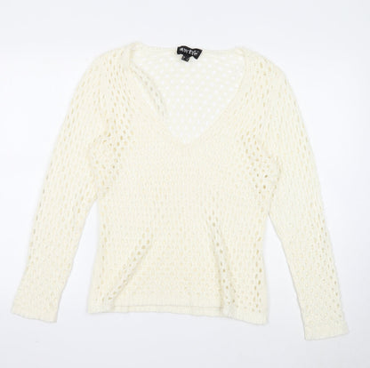 Womens UK Size 4 Marble White Pullover Jumper