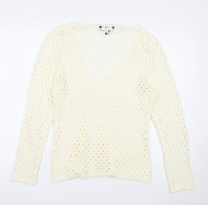 Womens UK Size 4 Marble White Pullover Jumper
