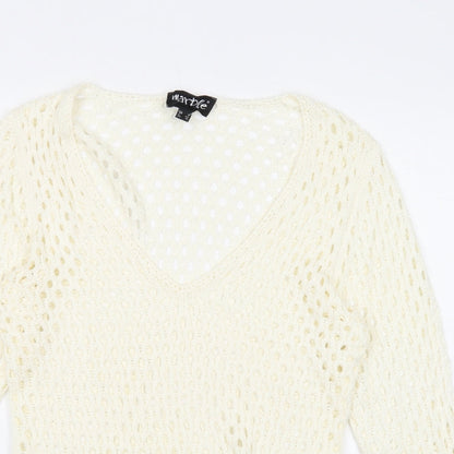 Womens UK Size 4 Marble White Pullover Jumper