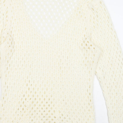 Womens UK Size 4 Marble White Pullover Jumper