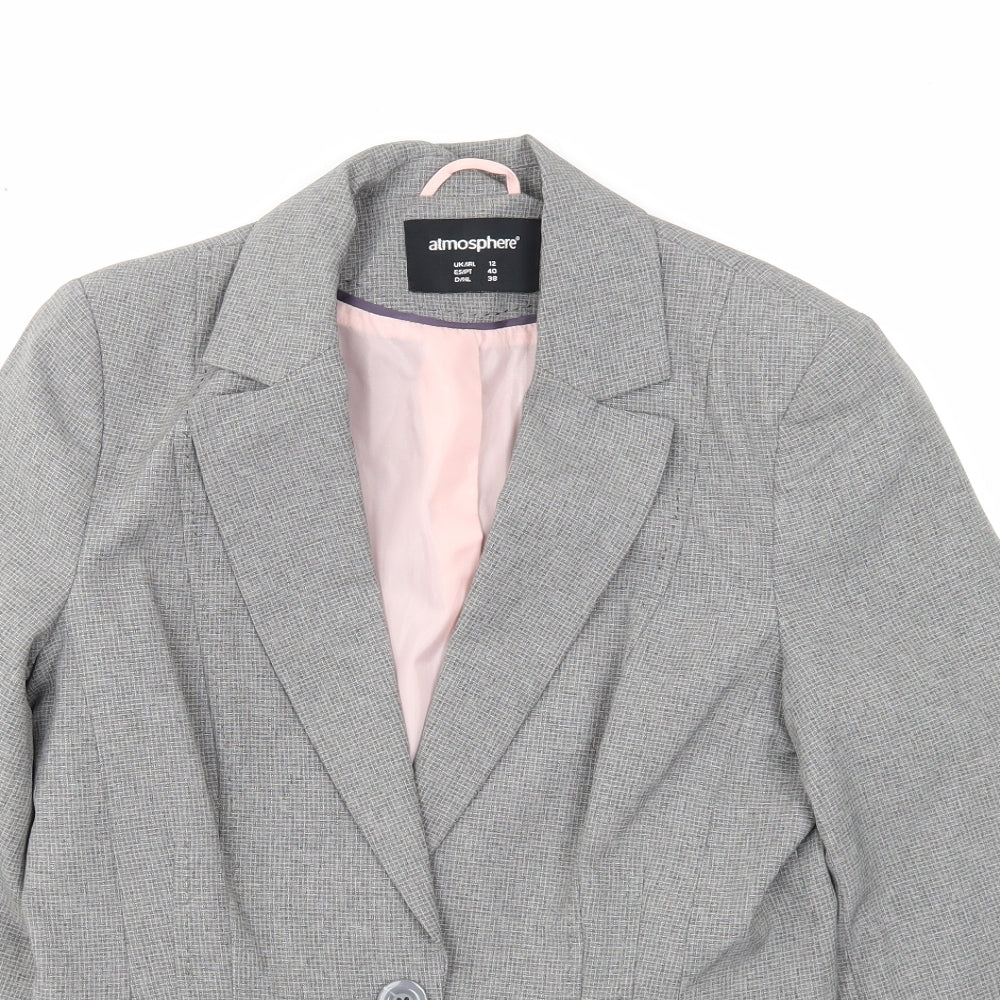 Atmosphere Womens Grey Polycarbamide Jacket Blazer Size 12