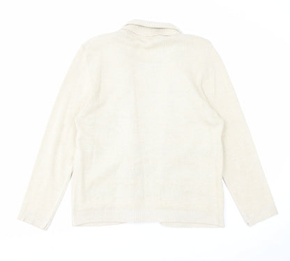 Glimpse Womens Beige Scoop Neck Acrylic Pullover Jumper Size M