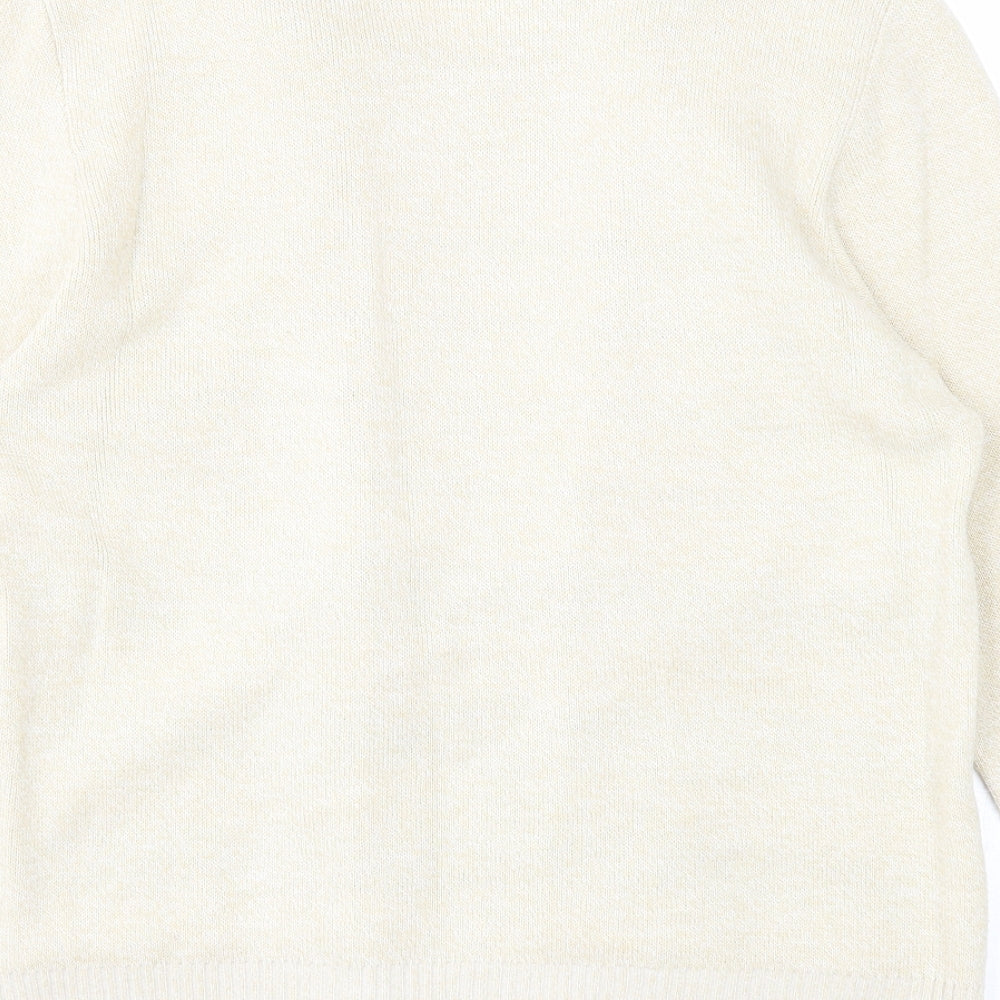 Glimpse Womens Beige Scoop Neck Acrylic Pullover Jumper Size M