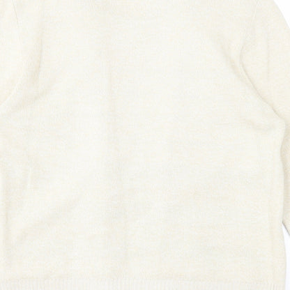 Glimpse Womens Beige Scoop Neck Acrylic Pullover Jumper Size M