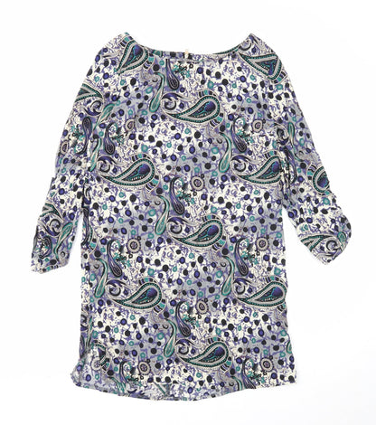 Izabel London Womens Multicoloured Paisley Viscose Shift Size 12 Boat Neck Zip