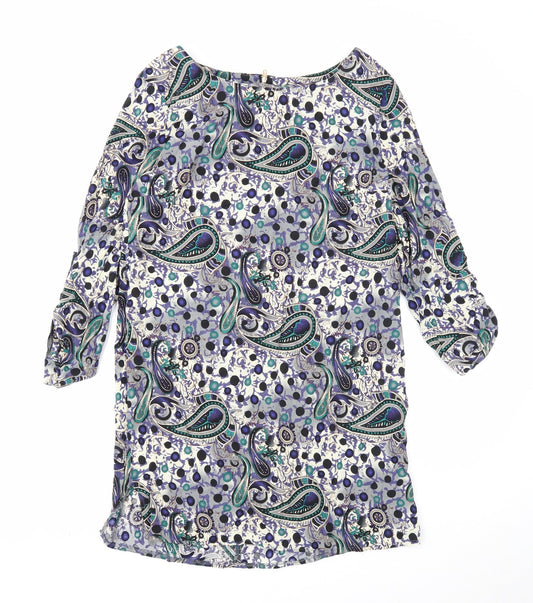 Izabel London Womens Multicoloured Paisley Viscose Shift Size 12 Boat Neck Zip