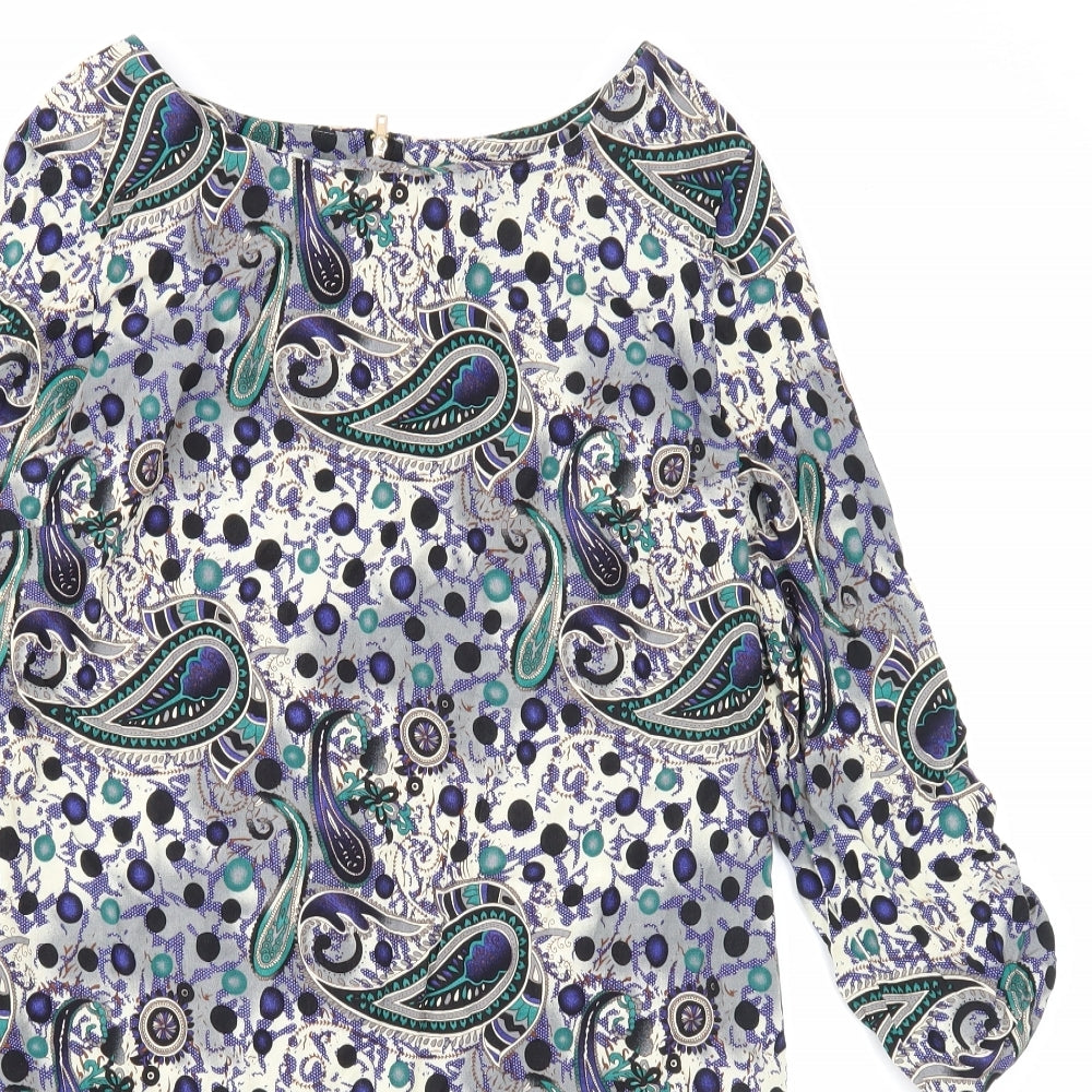 Izabel London Womens Multicoloured Paisley Viscose Shift Size 12 Boat Neck Zip