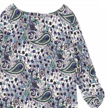 Izabel London Womens Multicoloured Paisley Viscose Shift Size 12 Boat Neck Zip