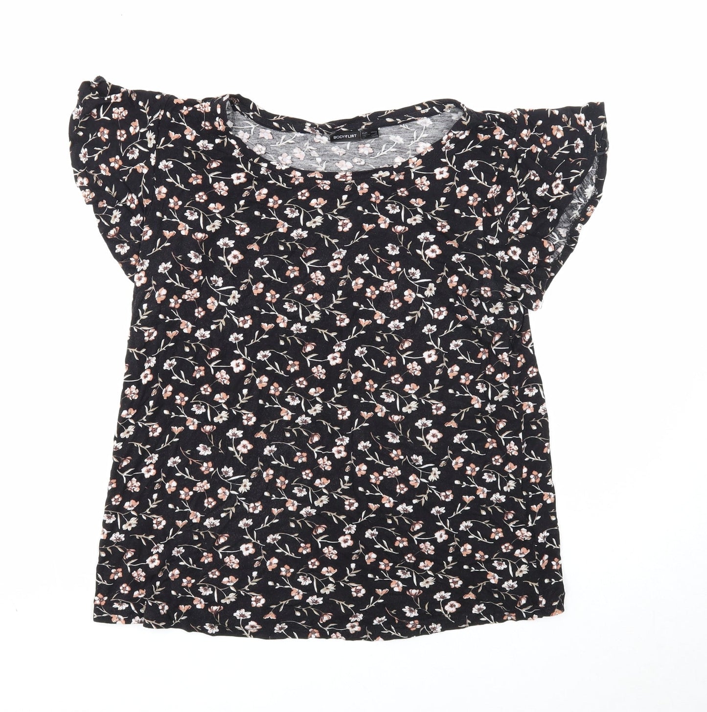 Womens UK Size M Body Flirt Black Basic T-Shirt