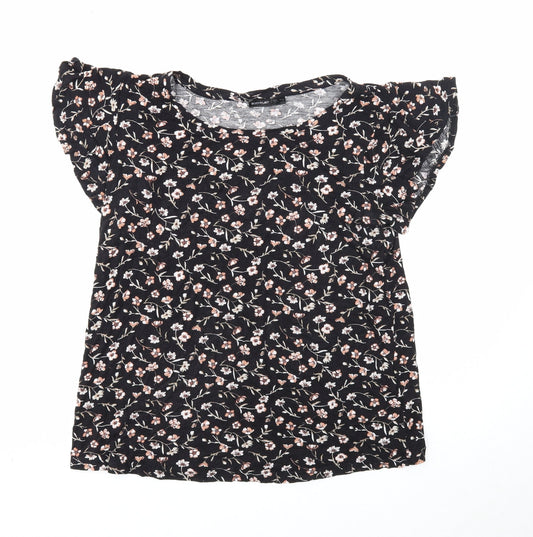 Womens UK Size M Body Flirt Black Basic T-Shirt