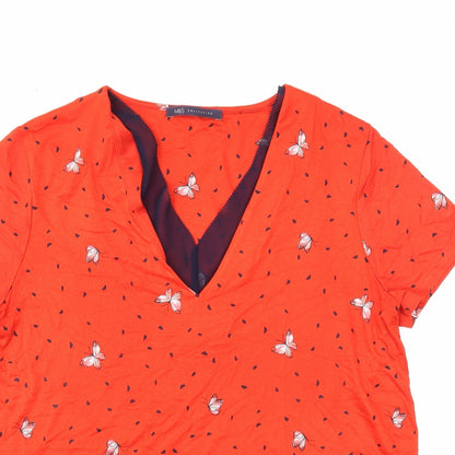 Womens UK Size 12 Marks and Spencer Red Basic T-Shirt