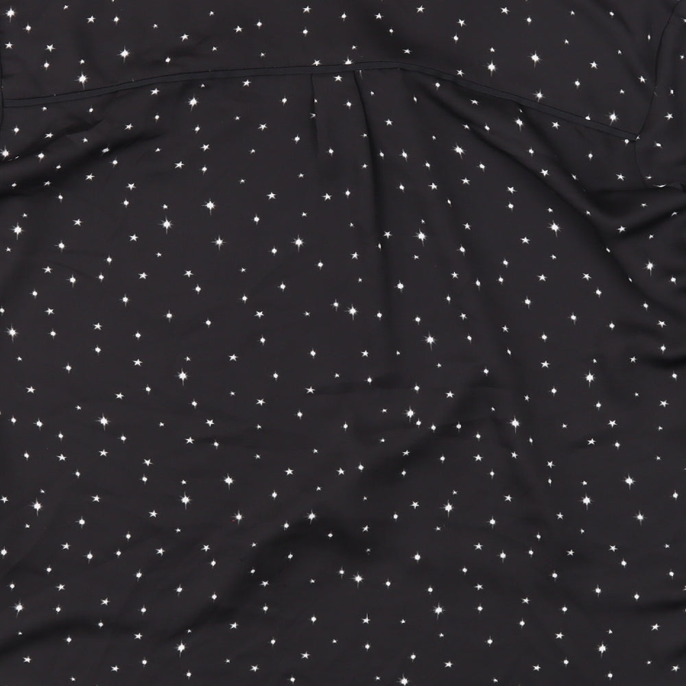 H&M Womens Black Geometric Polyester Basic Blouse Size 12 V-Neck - Stars