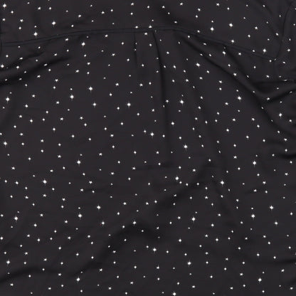 H&M Womens Black Geometric Polyester Basic Blouse Size 12 V-Neck - Stars