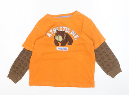 Carter's Boys Orange Cotton Basic T-Shirt Size 4 Years Round Neck Pullover