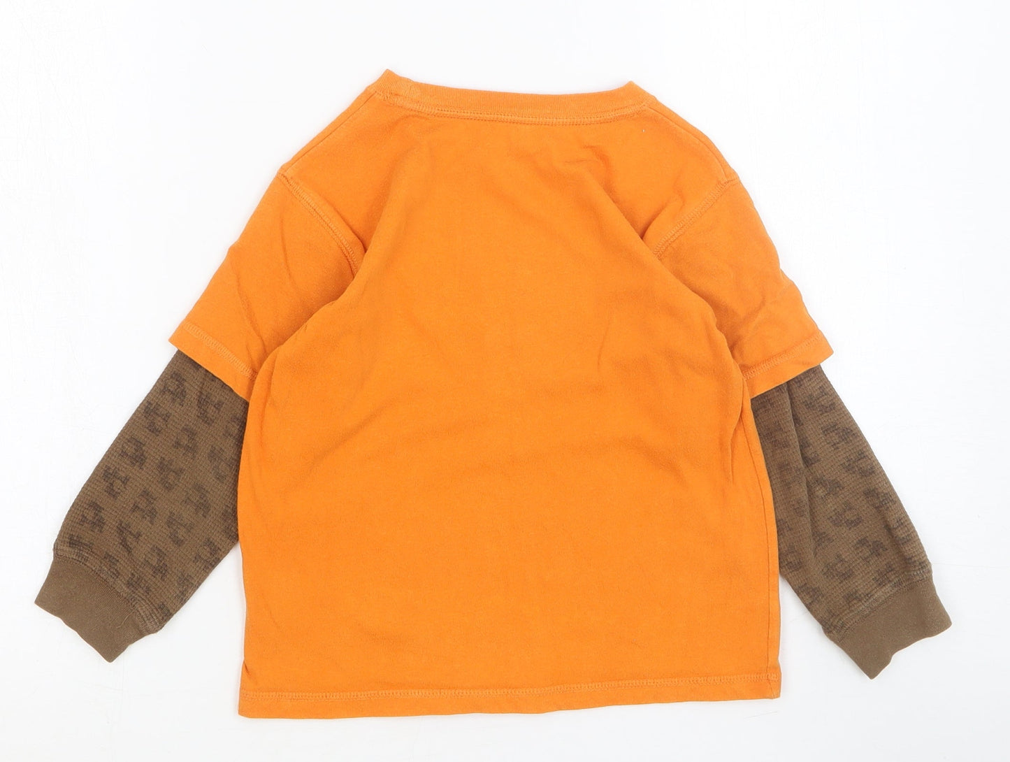 Carter's Boys Orange Cotton Basic T-Shirt Size 4 Years Round Neck Pullover