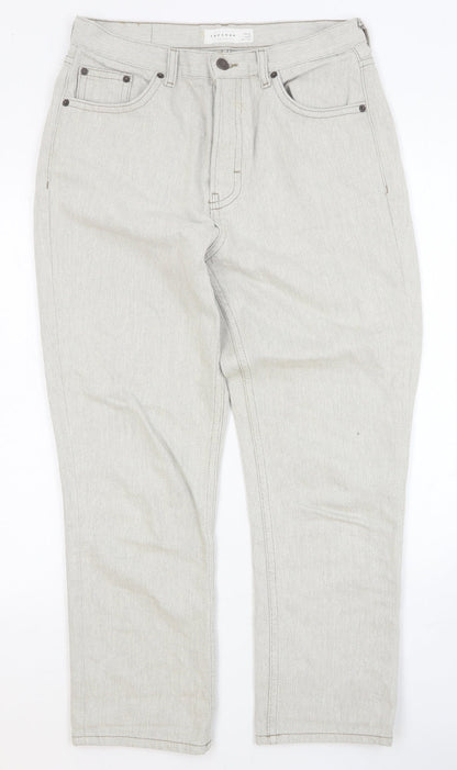 Topshop Womens Grey Cotton Straight Jeans Size 30 in Regular Button