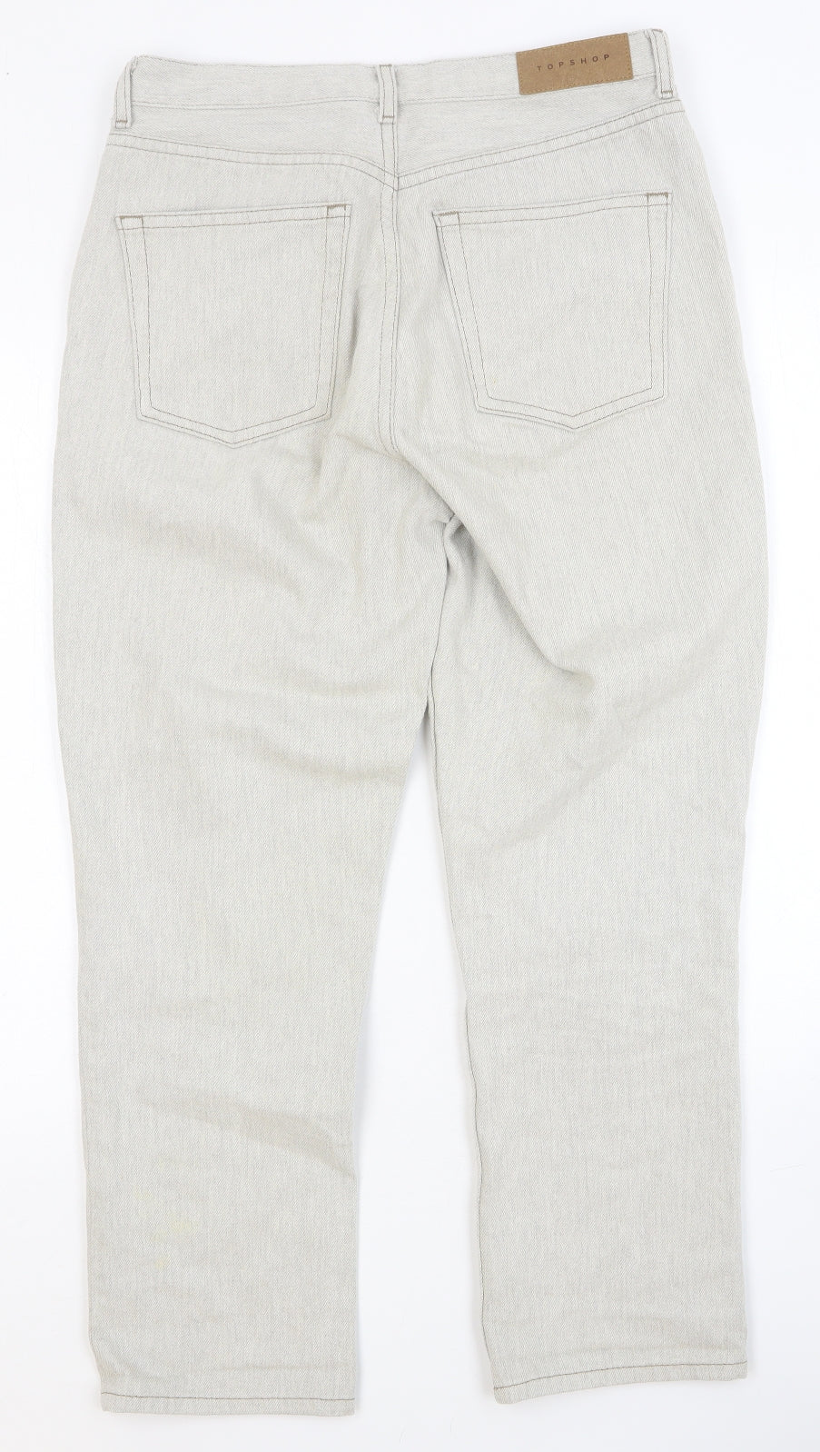 Topshop Womens Grey Cotton Straight Jeans Size 30 in Regular Button