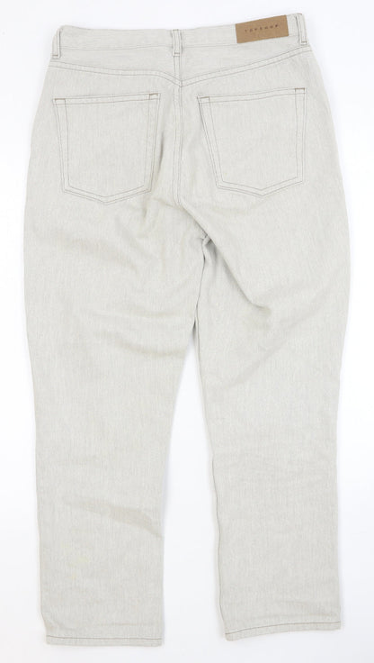 Topshop Womens Grey Cotton Straight Jeans Size 30 in Regular Button