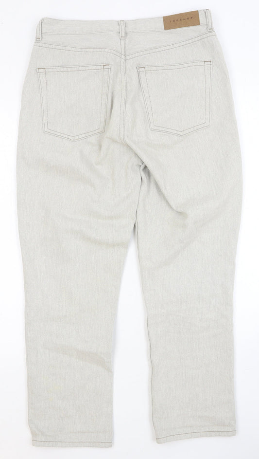 Topshop Womens Grey Cotton Straight Jeans Size 30 in Regular Button