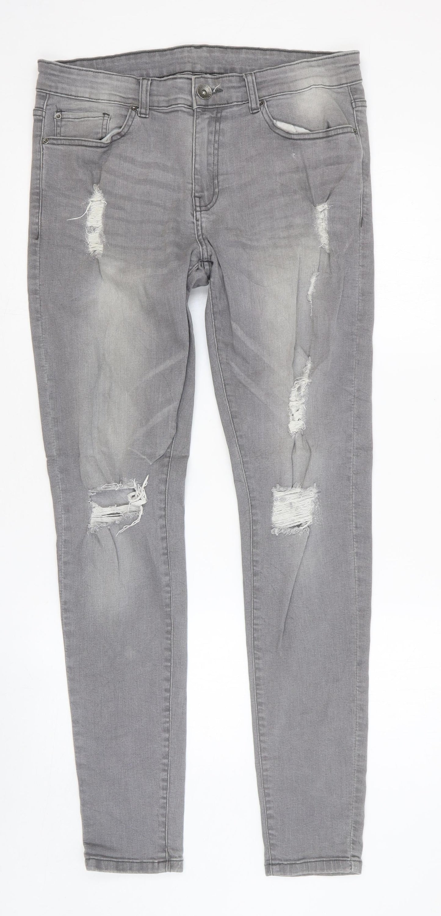 Womens UK Size 32 in Preworn Regular Fit Skinny Grey Jeans