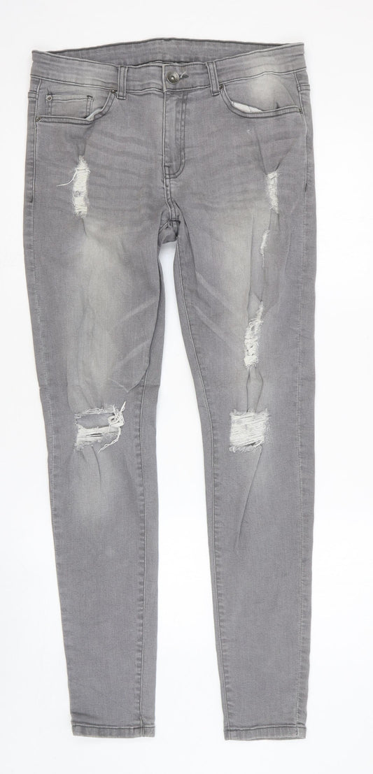 Womens UK Size 32 in Preworn Regular Fit Skinny Grey Jeans