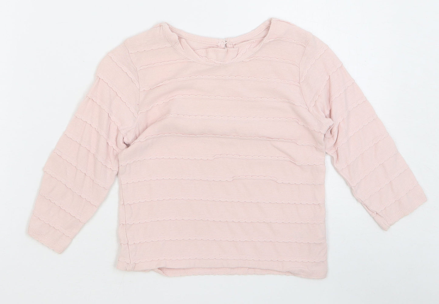 Matalan Girls Orange Striped Cotton Basic T-Shirt Size 18-24 Months Round Neck Pullover