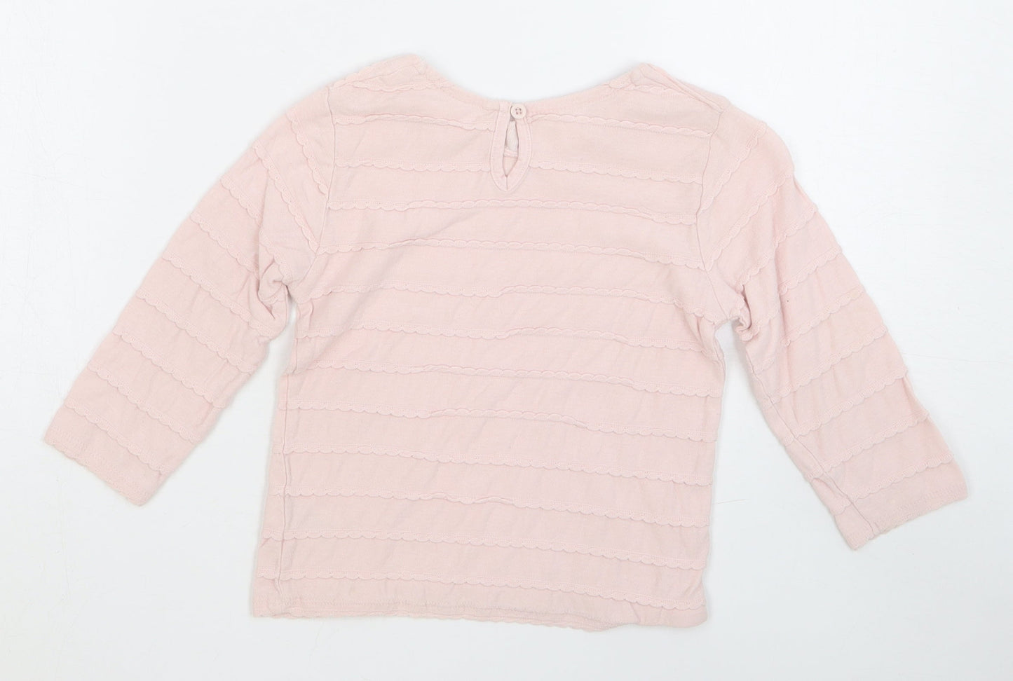 Matalan Girls Orange Striped Cotton Basic T-Shirt Size 18-24 Months Round Neck Pullover