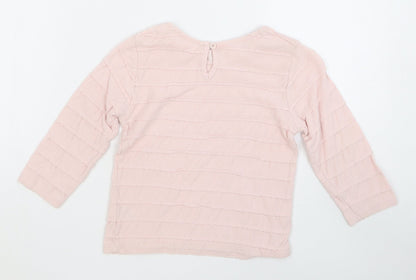 Matalan Girls Orange Striped Cotton Basic T-Shirt Size 18-24 Months Round Neck Pullover
