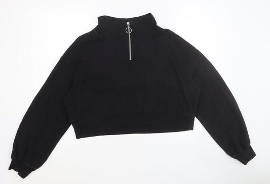 Divided Womens Black Chlorofibre Pullover Sweatshirt Size S Zip
