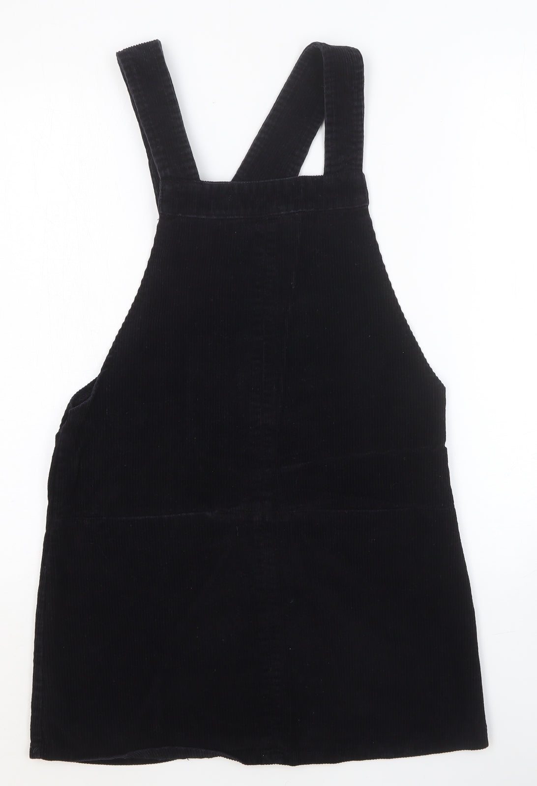 New Look Womens Black Cotton Pinafore/Dungaree Dress Size 8 Square Neck Pullover