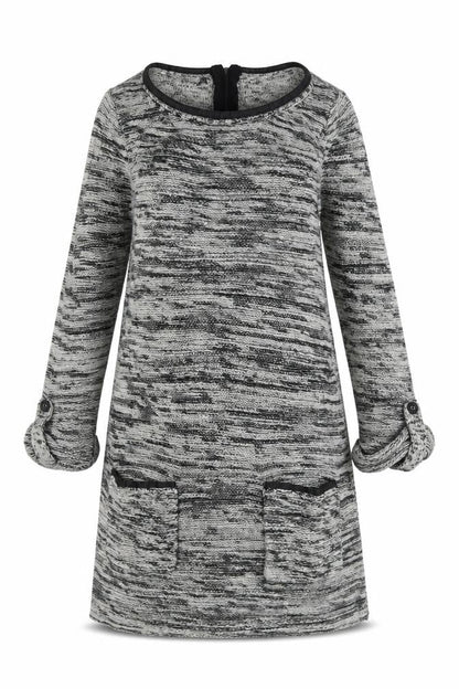 F&F Womens Grey Cotton Jumper Dress Size 6 Scoop Neck Pullover