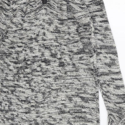 F&F Womens Grey Cotton Jumper Dress Size 6 Scoop Neck Pullover