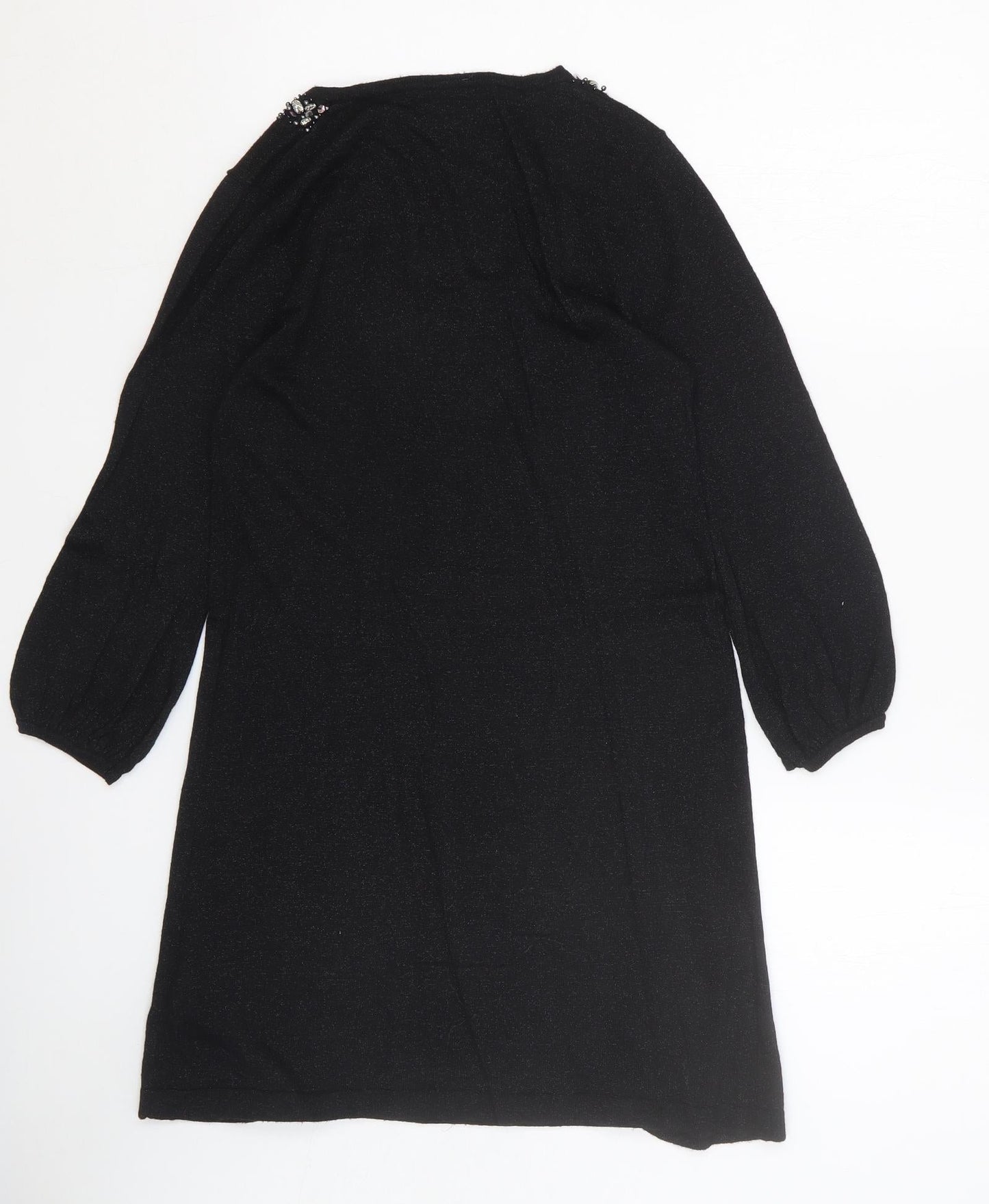 Marks and Spencer Womens Black Cotton A-Line Size 10 Scoop Neck Pullover