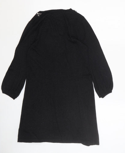 Marks and Spencer Womens Black Cotton A-Line Size 10 Scoop Neck Pullover