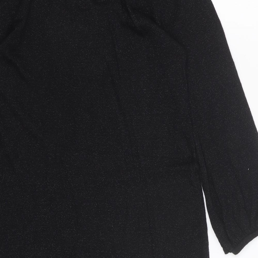 Marks and Spencer Womens Black Cotton A-Line Size 10 Scoop Neck Pullover