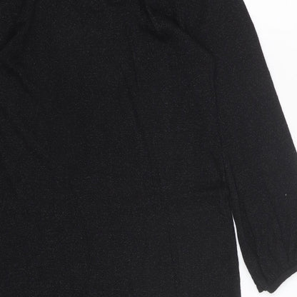 Marks and Spencer Womens Black Cotton A-Line Size 10 Scoop Neck Pullover