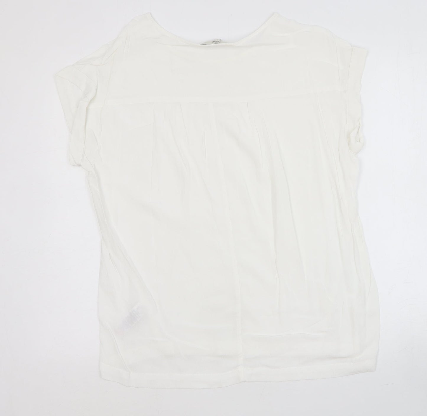 NEXT Womens White Viscose Basic T-Shirt Size 14 Round Neck