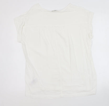 NEXT Womens White Viscose Basic T-Shirt Size 14 Round Neck