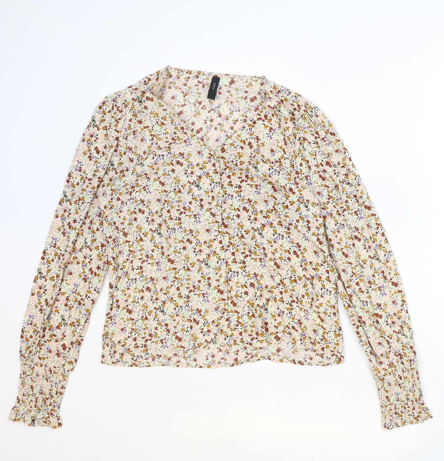 Womens UK Size S YAS Beige Basic Blouse