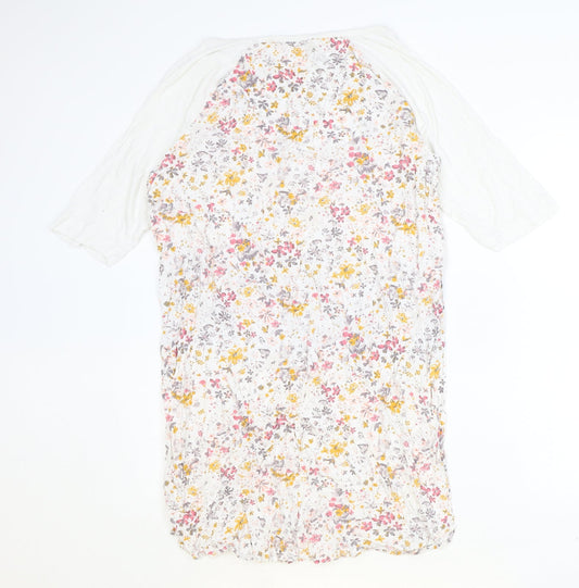 Marks and Spencer Womens Ivory Floral Viscose A-Line Size 16 Round Neck Pullover