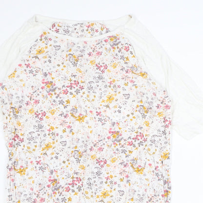 Marks and Spencer Womens Ivory Floral Viscose A-Line Size 16 Round Neck Pullover